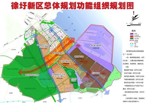 徐圩新区总体规划功能组织图